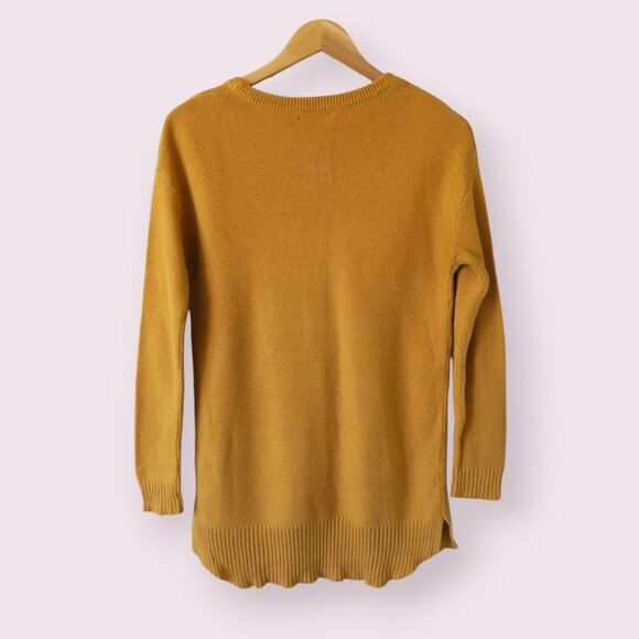 COTTON ON Crew Neck Yellow Knit Sweater Sz XS Long Sleeve Ribbed Details - Picture 2 of 4
